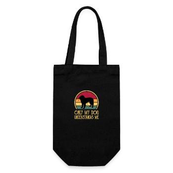 Bosnischer grobhaariger Hund Hund Silhouette Retro - Geschenkbeutel für Flaschen - Schwarz - Vorne
