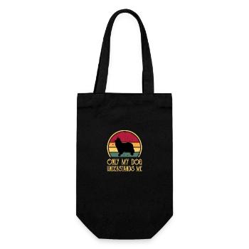 Collie Rough Dog Lover Silhouette Vintage Sonnenuntergang - Geschenkbeutel für Flaschen - Schwarz - Vorne