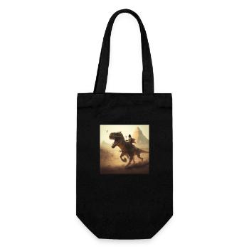 Caveman riding T Rex in the desert - Gift Bag for Bottles - black - Front
