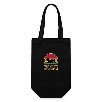 Dandie Dinmont Terrier Dog Silhouette Retro Sunset - Gift Bag for Bottles - black - Front
