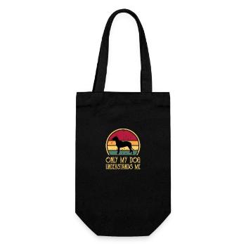 Finnischer Laufhund Hund Liebhaber Silhouette Vintage Sonnenuntergang - Geschenkbeutel für Flaschen - Schwarz - Vorne