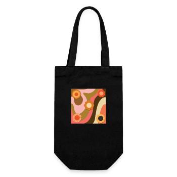 Retro flower swirl - Gift Bag for Bottles - black - Front