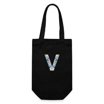 Lettre V en mandala - Sac à bouteille - noir - Devant