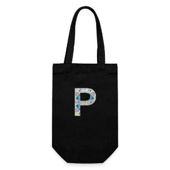 Letter P in mandala - Gift Bag for Bottles - black - Front