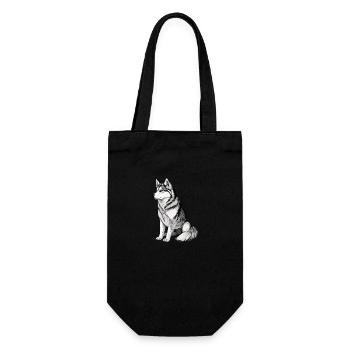 Mignon Husky Dog Breed Head Cartoon Illustration - Sac à bouteille - noir - Devant