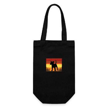 Bull Terrier Miniature Chien Silhouette Rétro Coucher de Soleil - Sac à bouteille - noir - Devant