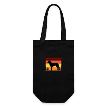 Holländischer Schäferhund Hund Liebhaber Silhouette Vintage Sonnenuntergang - Geschenkbeutel für Flaschen - Schwarz - Vorne