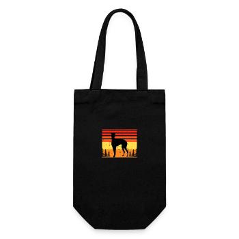 Galgo Espanol Hundeliebhaber Silhouette Vintage Sonnenuntergang - Geschenkbeutel für Flaschen - Schwarz - Vorne