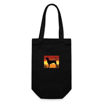 Dunker Hundeliebhaber Silhouette Vintage Sonnenuntergang - Geschenkbeutel für Flaschen - Schwarz - Vorne