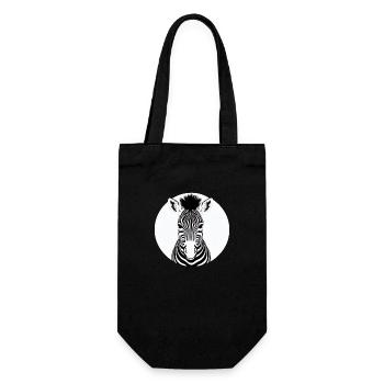 Fun Zebra Cartoon lustig Natur Tier Safari 4 - Geschenkbeutel für Flaschen - Schwarz - Vorne