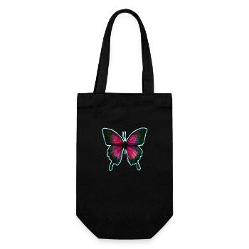 Pink red Butterfly Schmetterling Illustration - Geschenkbeutel für Flaschen - Schwarz - Vorne