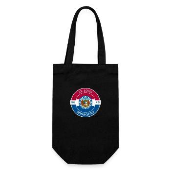 St. Louis Missouri Flagge USA Reise Souvenir Abzeichen - Geschenkbeutel für Flaschen - Schwarz - Vorne