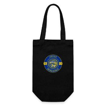 Lincoln Nebraska Flag USA Travel Souvenir Badge - Gift Bag for Bottles - black - Front