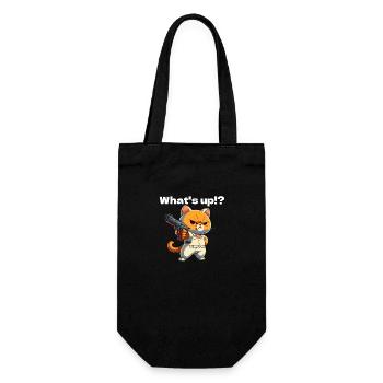 Aigre, agaçant chat orange avec pistolet disant - Sac à bouteille - noir - Devant