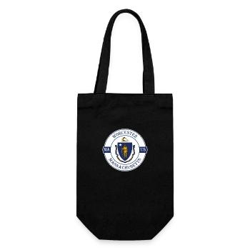 Worcester Massachusetts Flag USA Souvenir Badge - Gift Bag for Bottles - black - Front