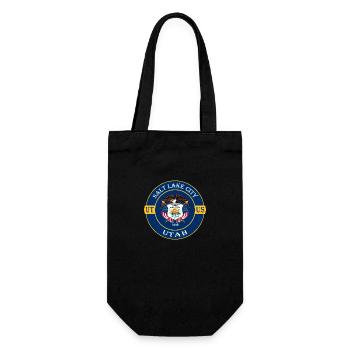 Salt Lake City Utah Flag USA Travel Souvenir Badge - Gift Bag for Bottles - black - Front