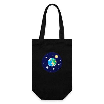 Süße Cartoon Darstellung des Planeten Erde 4 - Geschenkbeutel für Flaschen - Schwarz - Vorne