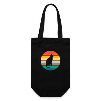 Chemises de chat Coucher de soleil Retro Cat Chat Ami Soleil - Sac à bouteille - noir - Devant