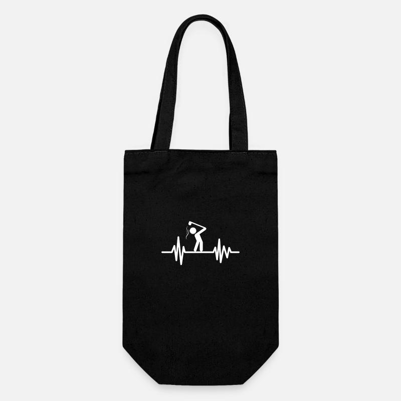 Golf Herzschlag - Golfspieler Design Geschenkidee - Geschenkbeutel für Flaschen - Schwarz