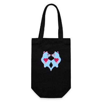 Blue bear pair - Gift Bag for Bottles - black - Front