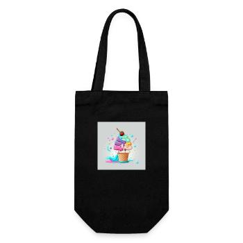 Cartoon style ice cream cone - Gift Bag for Bottles - black - Front