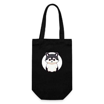 Waschbären süßer Cartoon Waschbär 15 - Geschenkbeutel für Flaschen - Schwarz - Vorne