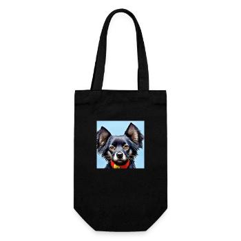 treuer kleiner schwarzer Hundekopf - Geschenkbeutel für Flaschen - Schwarz - Vorne