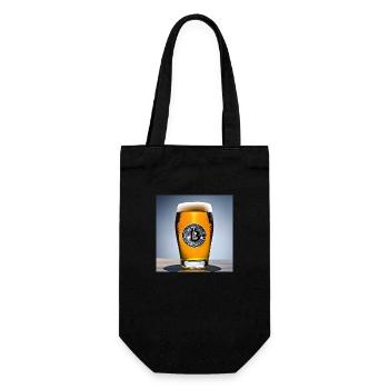 Bitcoin logo on filled beer glass - Gift Bag for Bottles - black - Front