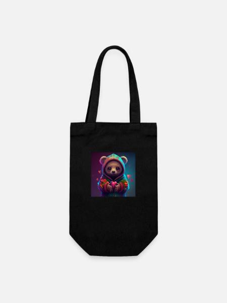 adorable ours en peluche mignon - Sac à bouteille - noir