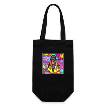 Retrowave rastaman - Geschenkbeutel für Flaschen - Schwarz - Vorne