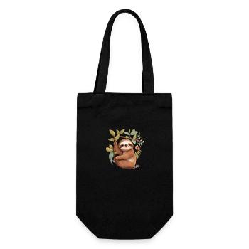 Faultier Design - Geschenkbeutel für Flaschen - Schwarz - Vorne