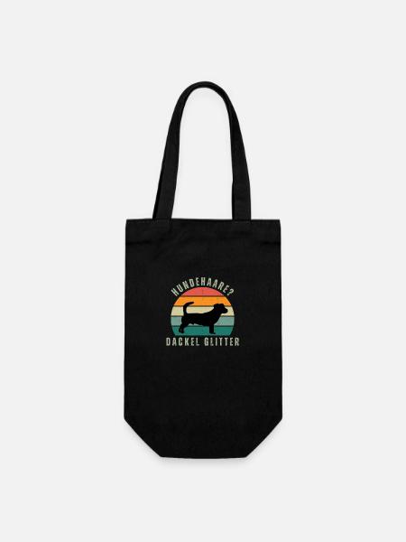 Rauhaardackel Glitter Retro Sunset - Geschenkbeutel für Flaschen - Schwarz