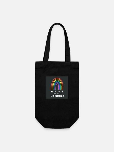 Regenbogen Hass ist keine Meinung BDG - Geschenkbeutel für Flaschen - Schwarz