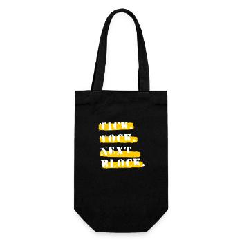 TICK. TOCK. NEXT BLOCK. Bitcoin 2023 (Miami) - Geschenkbeutel für Flaschen - Schwarz - Vorne
