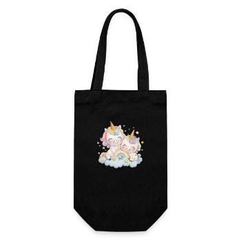 Einhorn zwei Einhörner Einhornshirt Regenbogen - Geschenkbeutel für Flaschen - Schwarz - Vorne