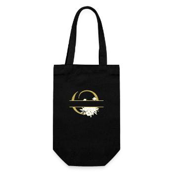 Personalized floral gold letter O - Gift Bag for Bottles - black - Front