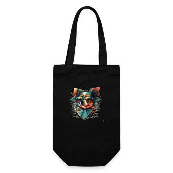 Hipster tendance chien visage de petit chien - Sac à bouteille - noir - Devant