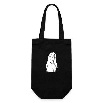 Girl Listening to Music Headphones Anime Manga - Gift Bag for Bottles - black - Front