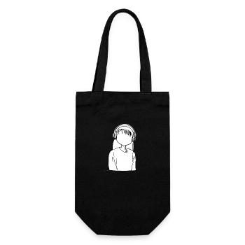 Dessin animé fille casque anime - Sac à bouteille - noir - Devant
