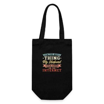 Im the best thing my Husband found on the Internet - Geschenkbeutel für Flaschen - Schwarz - Vorne