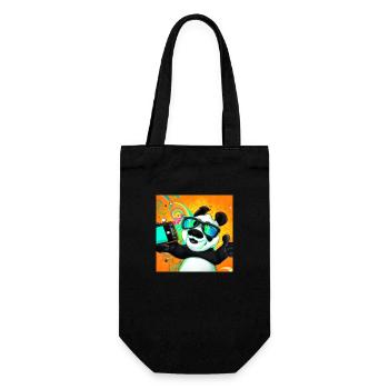Funny Panda Makes Selfie Gift - Gift Bag for Bottles - black - Front