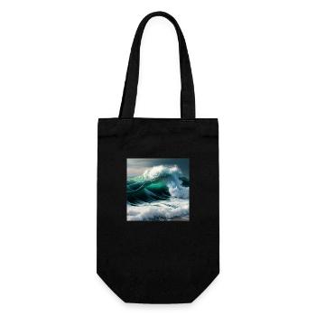 Welle am Strand - Geschenkbeutel für Flaschen - Schwarz - Vorne