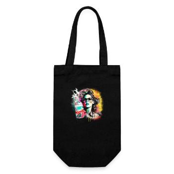 Femme rétro des années 80 avec détails à l’aérographe, canette de boisson - Sac à bouteille - noir - Devant