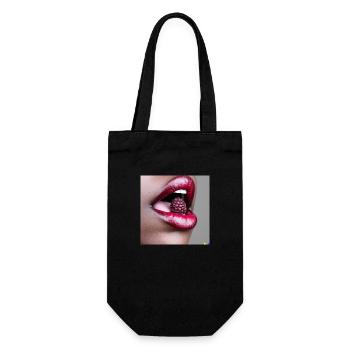 Mund einer Frau mit roten Lippen @ Markus - Geschenkbeutel für Flaschen - Schwarz - Vorne