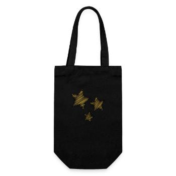 STERN. STERNE. STERN. STERNE. FEST. JAHRESTAG - Geschenkbeutel für Flaschen - Schwarz - Vorne