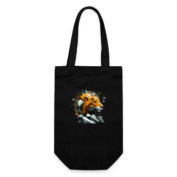 3D lion head or lion face in polygon style - Gift Bag for Bottles - black - Front