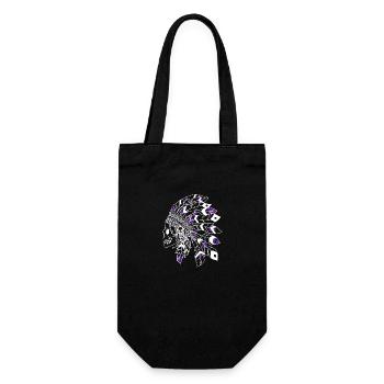Totenkopf mit weißem und lila indischem Kopfschmuck - Geschenkbeutel für Flaschen - Schwarz - Vorne