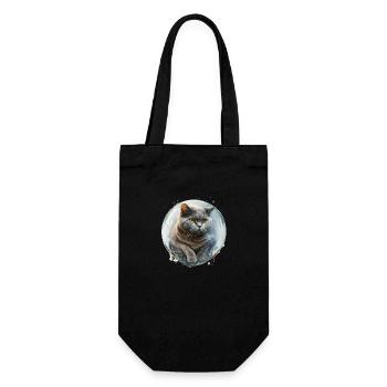 Cute Cat Britisch Kurzhaar Space Art - Geschenkbeutel für Flaschen - Schwarz - Vorne
