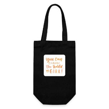 Du kannst die Welt verändern, MÄDCHEN! - Geschenkbeutel für Flaschen - Schwarz - Vorne