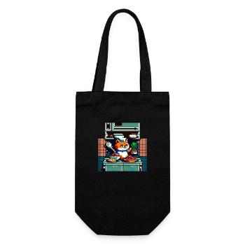 8 bit cuisine chat domestique avec cuillère en bois dans la cuisine - Sac à bouteille - noir - Devant